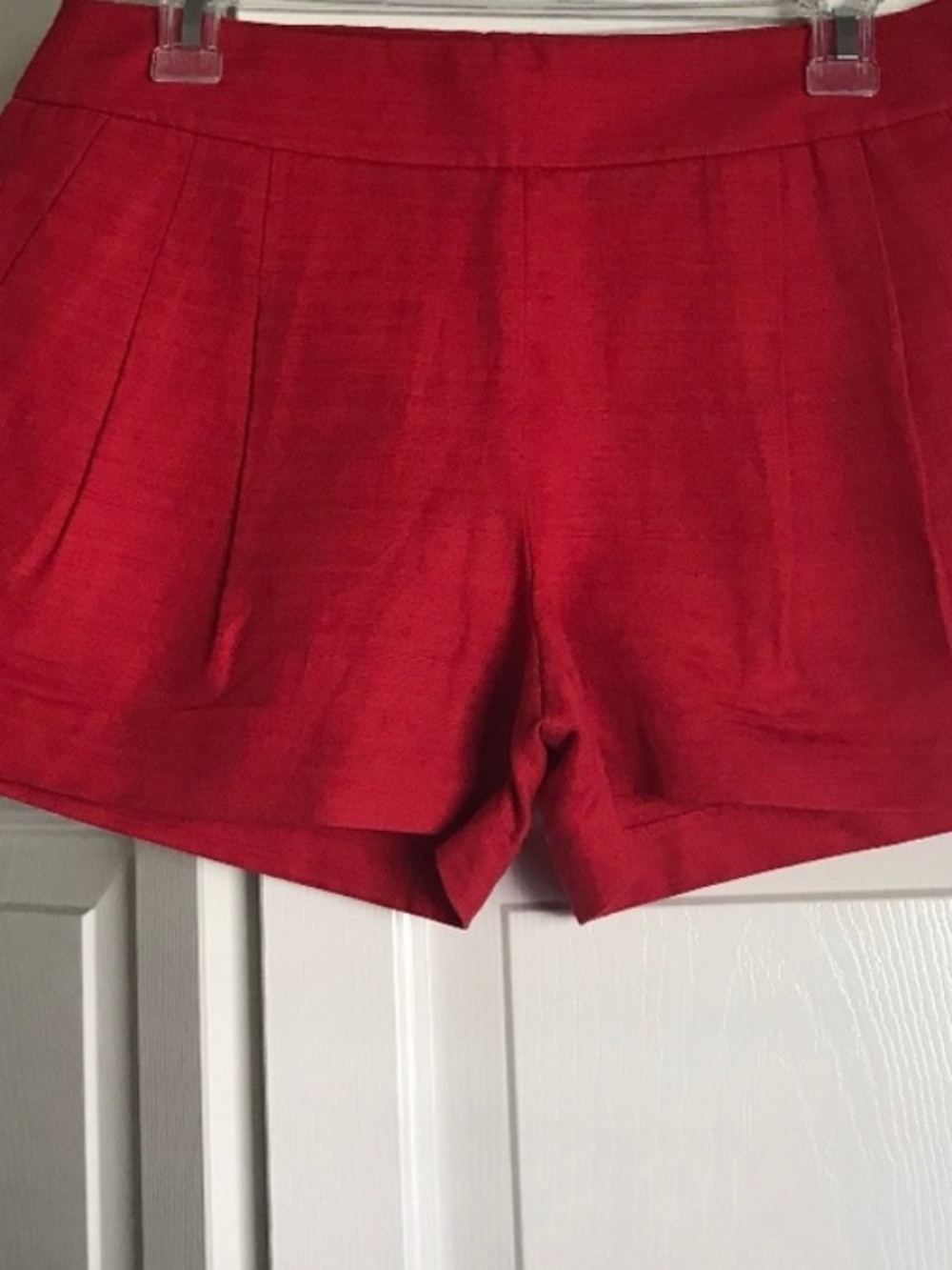 J. Crew Red High-Waist Pleated Shorts